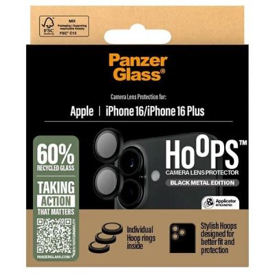 4. Szkło hartowane PanzerGlass Hoops Black Lens Protector na aparat do iPhone 16 / 16 Plus