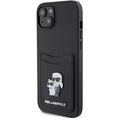 2. Etui Karl Lagerfeld Saffiano Cardslot Karl&Choupette Metal Pin do iPhone 15 - czarne