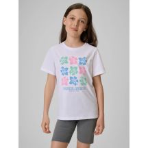 T-shirt bawełniany dziewczęcy 4F 4FJRSS26TTSHF3982-11S