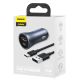 5. Ładowarka Baseus Golden Contactor Pro do samochodu USB-C / USB-A 40W PD QC 4+ SCP FCP AFC + kabel - szara
