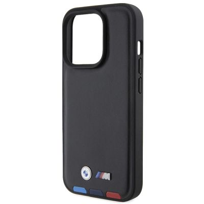 6. Etui BMW Leather Stamp Tricolor do iPhone 15 Pro - czarne