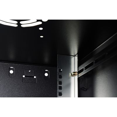 8. Szafa sieciowa wisząca DYNAmic 19" 9U rack 600x600, drzwi szyba, czarny, niedzielona, złożona, 60kg