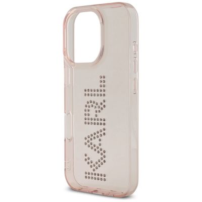 6. Etui Karl Lagerfeld IML Rhinestones Logo na iPhone 16 Pro - różowe