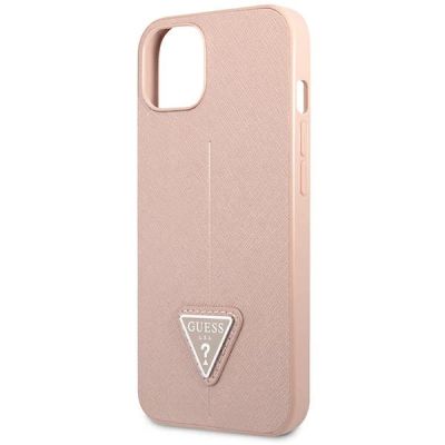 6. Etui Guess Saffiano Triangle Logo na iPhone 14 Plus - różowe