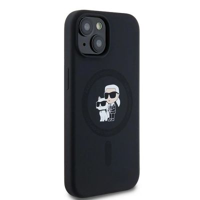 4. Etui Karl Lagerfeld Silicone Karl&Choupette MagSafe na iPhone 15 Plus / 14 Plus - czarne