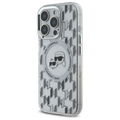 2. Etui Karl Lagerfeld IML Monogram Karl & Choupette Head MagSafe na iPhone 16 Pro - przezroczyste