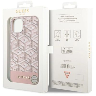 8. Etui Guess GCube Stripes MagSafe na iPhone 14 Plus - różowe