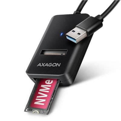 9. Obudowa SSD Axagon ADM2-AM USB-A 10Gbps - M.2 NVMe & SATA SSD adaptér, kabelis USB-A 10cm Czarny