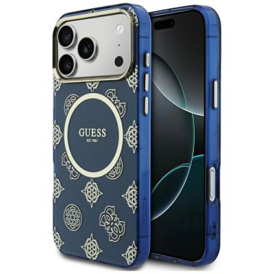 Etui Guess IML Peony Dot MagSafe na iPhone 17 Pro Max - niebieskie