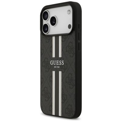2. Etui Guess 4G Printed Stripes MagSafe na iPhone 17 Pro Max - czarne
