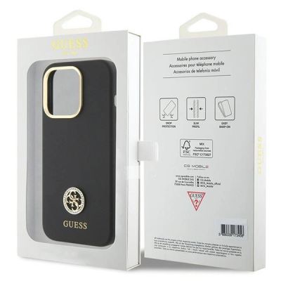 8. Etui Guess Silicone Logo Strass 4G do iPhone 15 Pro Max - czarne