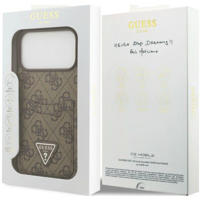 8. Etui Guess 4G nauble Card Triangle na iPhone 18 Pro Max / 17 Pro Max - brązowe