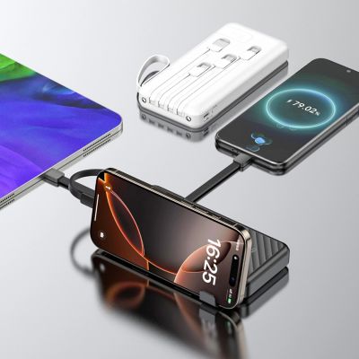 2. Powerbank Dudao K11 10000mAh z wbudowanymi kablami - biały