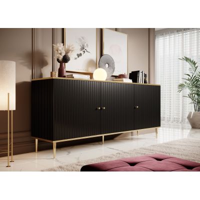 3. Komoda GLAMOUR 180x40x75,5 czarny mat + złoty