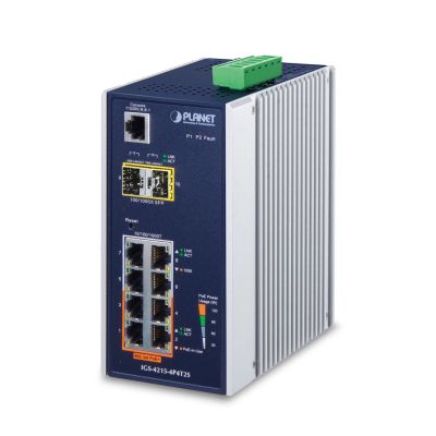PLANET IGS-4215-4P4T2S łącza sieciowe Zarządzany L2/L4 Gigabit Ethernet (10/100/1000) Obsługa PoE Niebieski, Biały