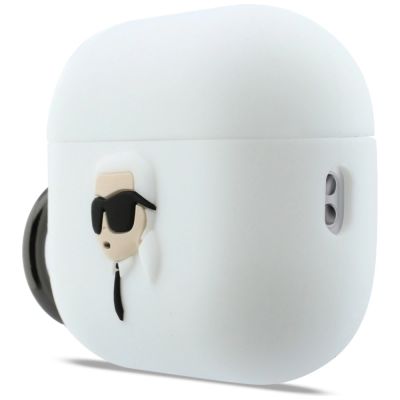 2. Etui Karl Lagerfeld Silicone Karl Head 3D na AirPods Pro 3 - białe
