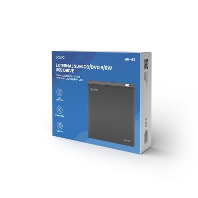 3. SAVIO NAGRYWARKA ZEWNĘTRZNA TYPU SLIM CD/DVD R/RW – USB 2.0 AK-43