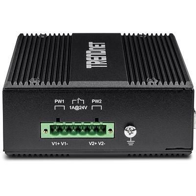 8. Przełącznik TRENDnet TI-UPG62 - Niezarządzalny - 4 x 10/100/1000 (PoE+) + 2 x Gigabit SFP - Możliwość montażu na szynie DIN, Montaż na ścianie - PoE+ (240W) - DC