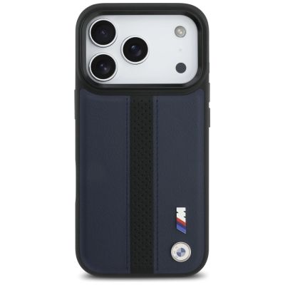 3. Etui BMW M Perforated Stripe Logo MagSafe na iPhone 17 Pro - granatowe