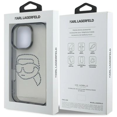8. Etui Karl Lagerfeld IML Rhinestones Karl Head do iPhone 16 Pro czarny