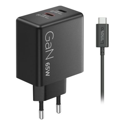 9. Ładowarka sieciowa Lenovo G0A6065BEU GaN 2x USB-C 65W czarna