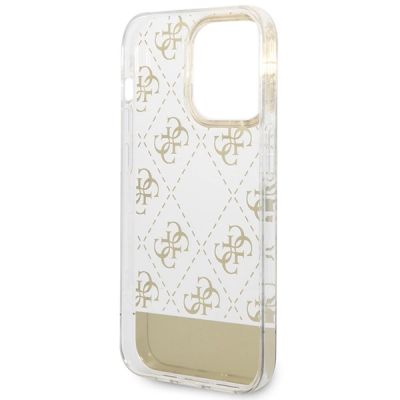 7. Etui Guess 4G Pattern Script na iPhone 14 Pro Max - złote