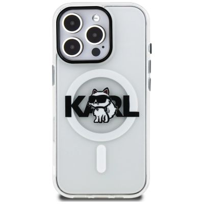 3. Etui Karl Lagerfeld IML Choupette Sketch Logo MagSafe na iPhone 16 Pro Max - przezroczyste