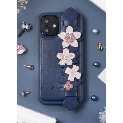 12. Kingxbar Sweet Series żelowe etui ozdobione oryginalnymi Kryształami Swarovskiego z podstawką iPhone 12 Pro Max niebieski