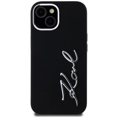 3. Etui Karl Lagerfeld Silicone Metal Script Logo na iPhone 15 - czarne