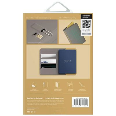 7. Etui na paszport UNIQ Belmont z blokadą RFID - szaro-żółte