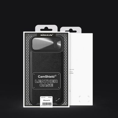 5. Nillkin CamShield Leather S Case etui iPhone 14 Plus pokrowiec z osłoną na aparat czarne