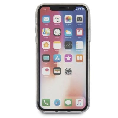 8. Etui Guess Flower Desire Red Rose na iPhone X - przezroczyste