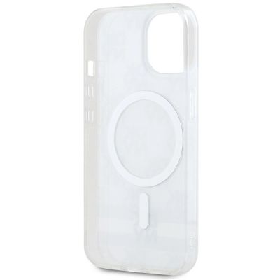 7. Etui DKNY IML Checkered Mono Pattern & Printed Stripes MagSafe na iPhone 15 Plus / 14 Plus - beżowe