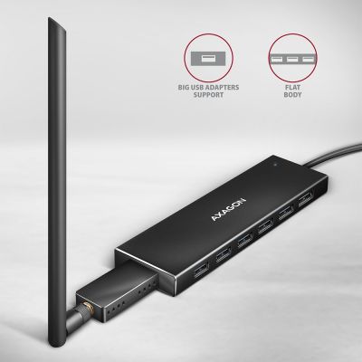 5. Axagon HUE-F7A 7x USB 3.2 Gen 1 ALU FLAT hub micro power IN 1m USB-A USB 3.2 Gen 1 (3.1 Gen 1) Type-A 5000 Mbit/s Czarny