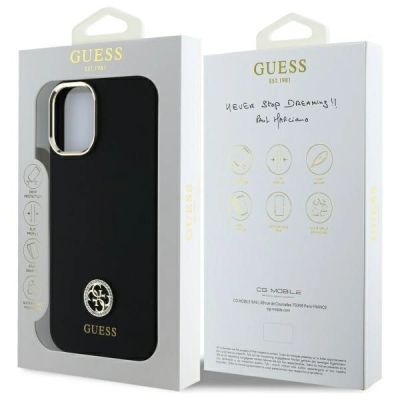 8. Etui Guess Silicone Logo Strass 4G na iPhone 16 - czarne