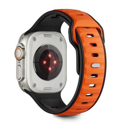 2. Pasek Tech-Protect IconBand Line na Apple Watch 44 / 45 / 46 / 49 mm - czarno-pomarańczowy
