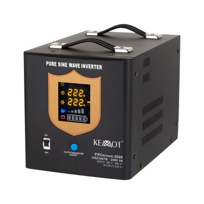 Zasilacz awaryjny KEMOT PROsinus-2000  przetwornica z czystym przebiegiem sinusoidalnym i funkcją ładowania 12V 230V 2000VA/1200W - kolor czarny