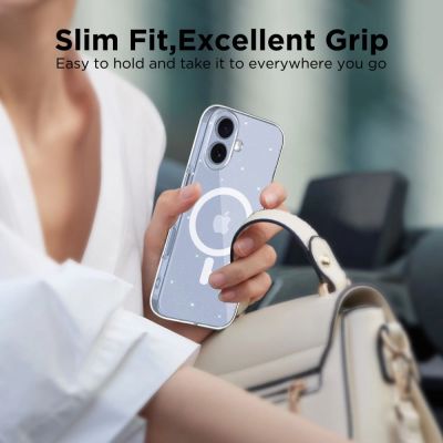 4. Etui Tech-Protect FlexAir MagSafe na iPhone 17- przezroczysto-brokatowe