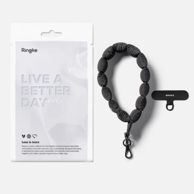 8. Smycz do telefonu Ringke Holder & Puffer Hand Strap - czarna