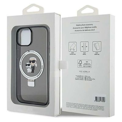 8. Etui Karl Lagerfeld Ring Stand Karl&Choupettte MagSafe do iPhone 15 - czarne