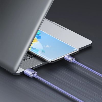 10. Baseus Crystal Shine Series kabel przewód USB do szybkiego ładowania i transferu danych USB Typ A - USB Typ C 100W 1,2m fioletowy (CAJY000405)