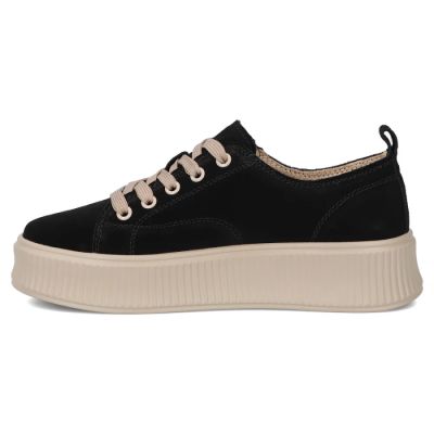 4. Skórzane półbuty sneakersy na platformie czarne Filippo DP6122