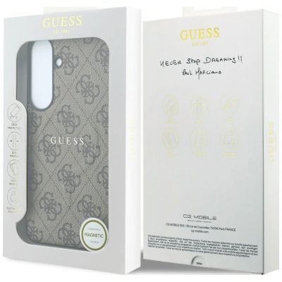 8. Etui Guess Embossed 4G Ring Classic Logo MagSafe na Samsung Galaxy S26 FE - brązowe