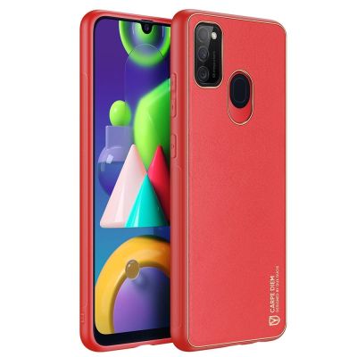 3. Dux Ducis Yolo eleganckie etui pokrowiec ze skóry ekologicznej Samsung Galaxy M30s czerwony