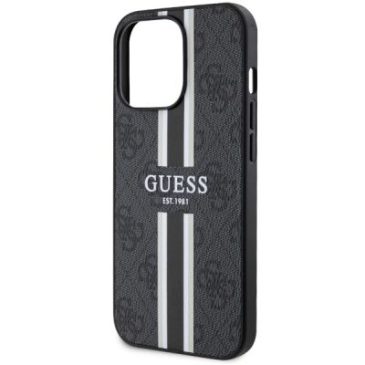 6. Etui Guess 4G Printed Stripes MagSafe na iPhone 13 Pro / iPhone 13 - czarne