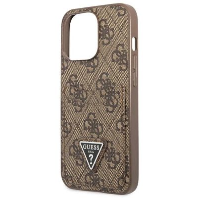 6. Etui Guess 4G Triangle Logo Cardslot na iPhone 13 Pro / 13 - brązowe