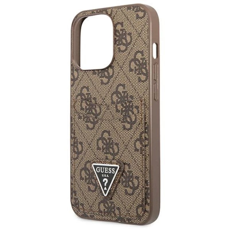 6. Etui Guess 4G Triangle Logo Cardslot na iPhone 13 Pro / 13 - brązowe
