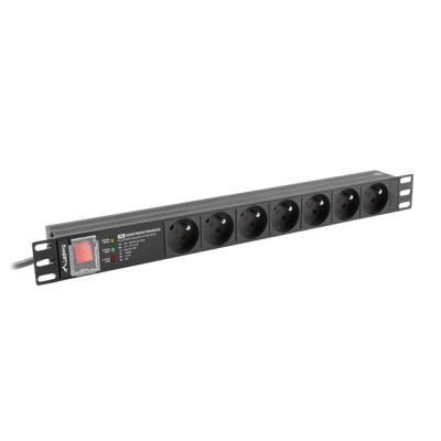 LANBERG LISTWA ZASILAJĄCA RACK PDU PRO 19" (1U, 16A, 7X 230V PL, 2M, CZARNA) PDU-PRO-07E-0200-BK