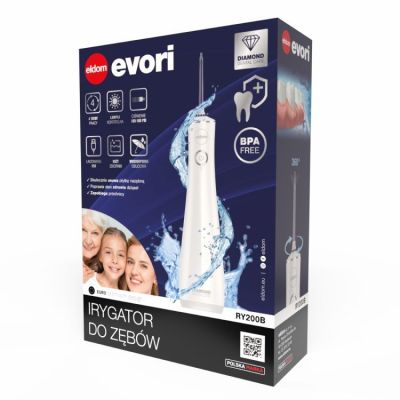 8. ELDOM IRYGATOR RY200B 230 ML AKUMULATOROWY,BIAŁY, CZAS PRACY 60 MIN. CZAS ŁADOWANIA OK. 6 H, IPX7, ETUI PODRÓŻNE, PRZEWÓD USB