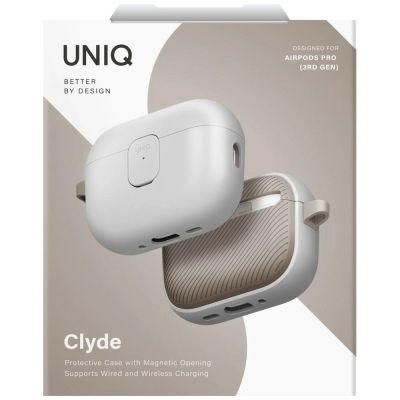 6. Etui UNIQ Clyde na AirPods Pro 3 gen - szaro-beżowy